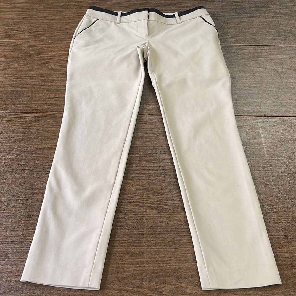 Ann Taylor Khaki Dress Pants with Black Accent